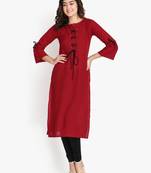Women's Maroon Rayon kurti