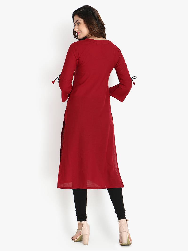 Women's Maroon Rayon kurti