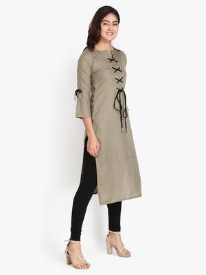 Women's Mahendi Green Rayon kurti 3
