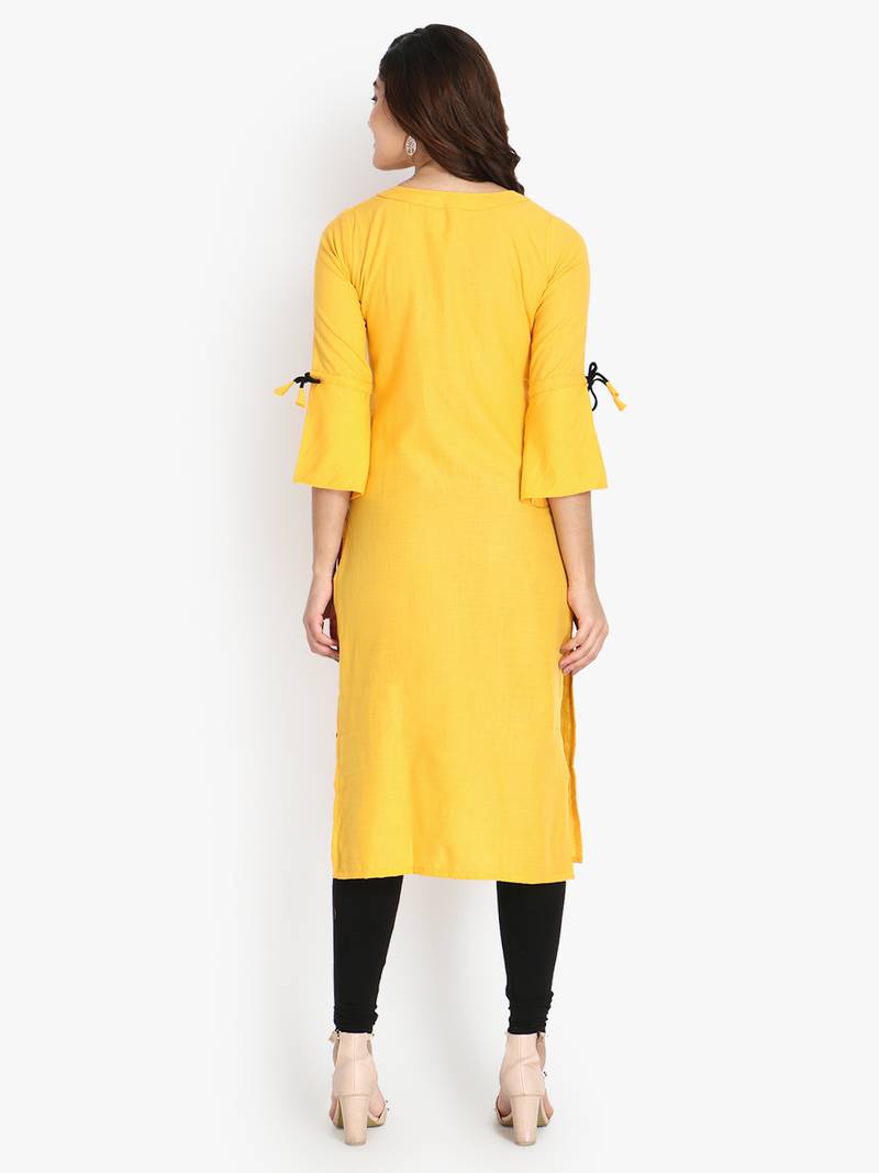 Women's Yellow Rayon kurti