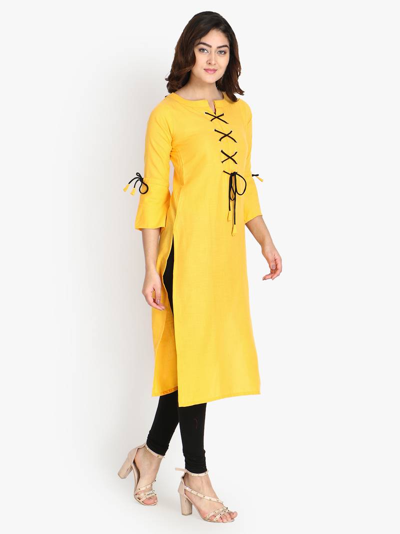 Women's Yellow Rayon kurti