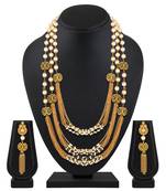 Traditional Gold toned Multi Layered Ranihaar Pear Necklace Set For Women