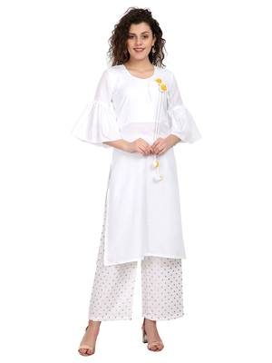 Women's White Rayon kurti 1