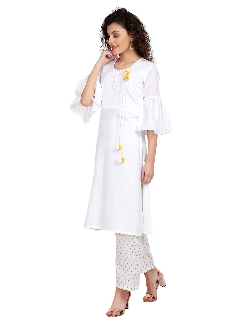 Women's White Rayon kurti