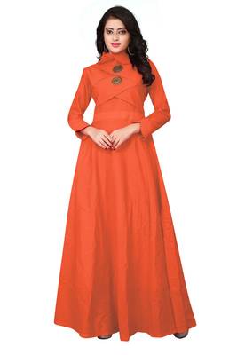 Women's Orange Rayon kurti 1