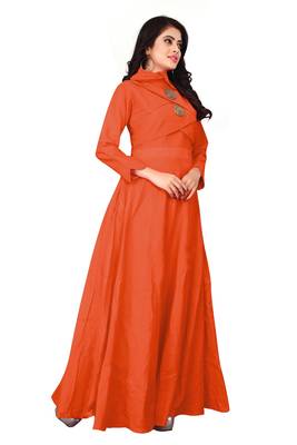 Women's Orange Rayon kurti 3