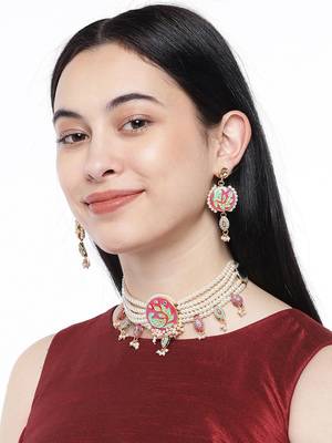 Peacock Inspired Kundan Pearl Studded Gold toned Necklace Set For Women 2