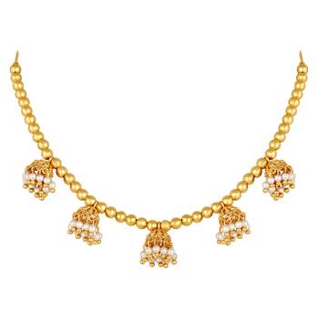 Traditional look Gold toned Choker Necklace set for Women and Girls 4
