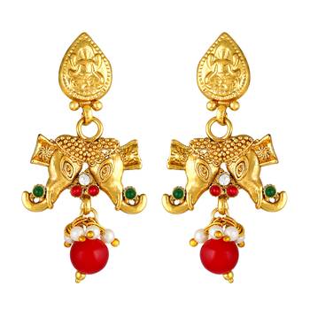 Traditional wedding wear 18 k Gold tone Temple Necklace Set 2