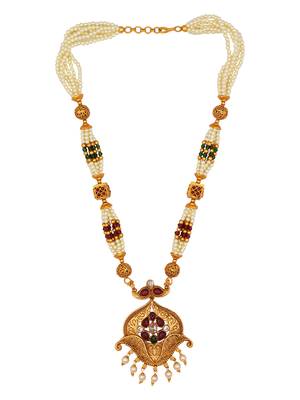 Wedding wear Multicolor Kundan Pearl Studded Necklace Set 2
