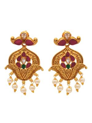 Wedding wear Multicolor Kundan Pearl Studded Necklace Set 3