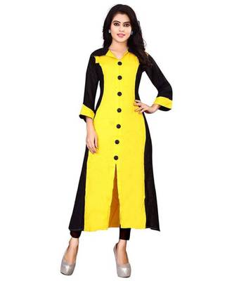 Women's Yellow Rayon kurti 1