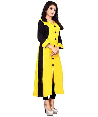 Women's Yellow Rayon kurti 3