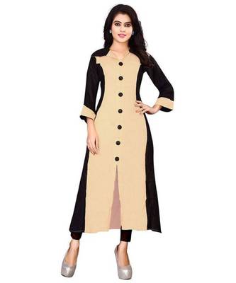 Women's Beige Rayon kurti 1