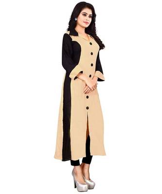 Women's Beige Rayon kurti 3