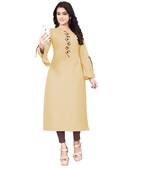 Women's Beige Rayon kurti