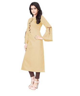 Women's Beige Rayon kurti 3