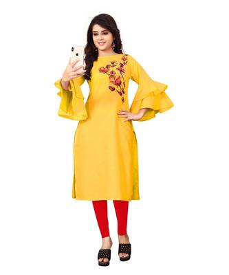 Women's Yellow Rayon kurti 1