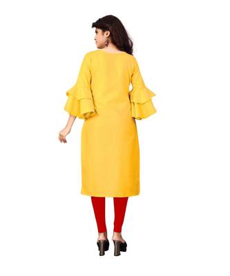 Women's Yellow Rayon kurti 2