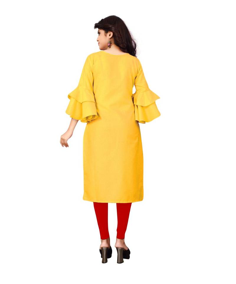 Women's Yellow Rayon kurti