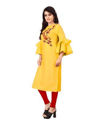 Women's Yellow Rayon kurti 3
