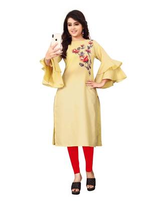 Women's Beige Rayon kurti 1