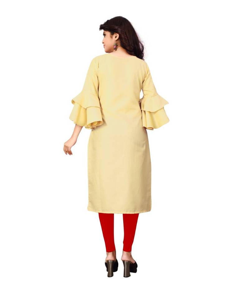 Women's Beige Rayon kurti