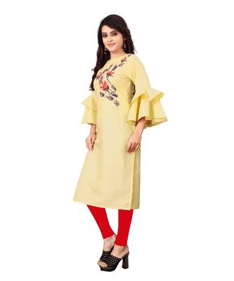 Women's Beige Rayon kurti 3