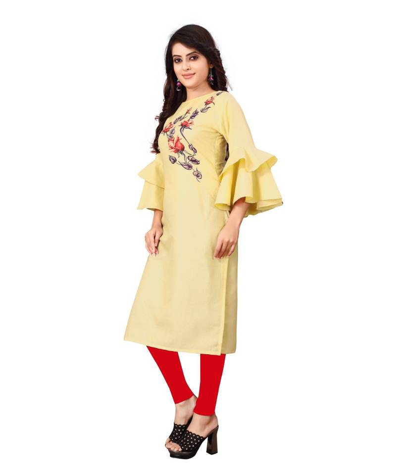 Women's Beige Rayon kurti