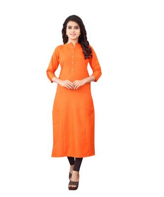 Women's Orange Rayon kurti 1