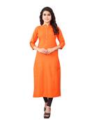 Women's Orange Rayon kurti