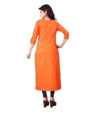 Women's Orange Rayon kurti 2
