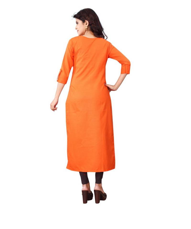 Women's Orange Rayon kurti