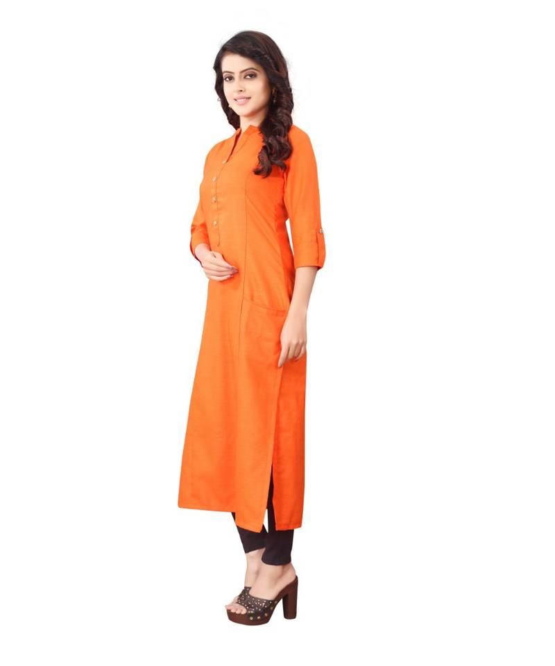 Women's Orange Rayon kurti