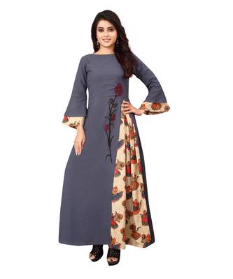 Women's Grey Rayon kurti 1