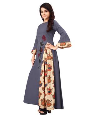 Women's Grey Rayon kurti 3
