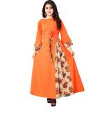 Women's Orange Rayon kurti