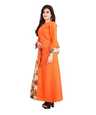 Women's Orange Rayon kurti 3