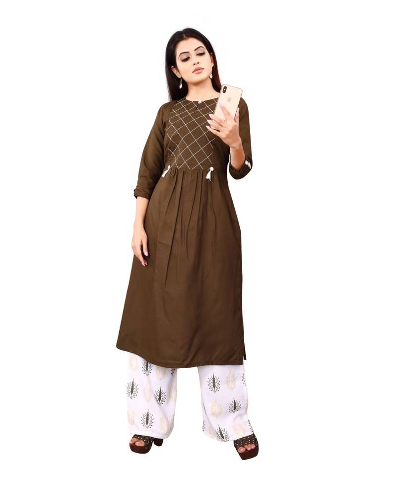 Women's Mahendi Green Rayon kurti