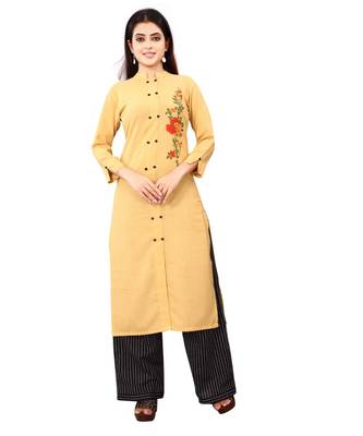 Women's Beige Rayon kurti 1