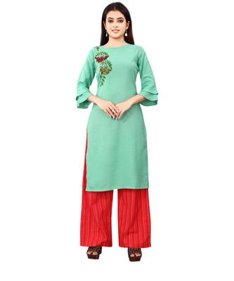 Women's Rama Green Rayon kurti 1