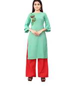 Women's Rama Green Rayon kurti