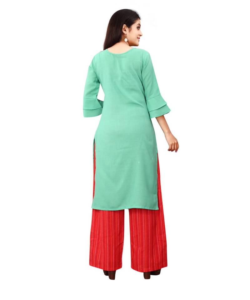 Women's Rama Green Rayon kurti