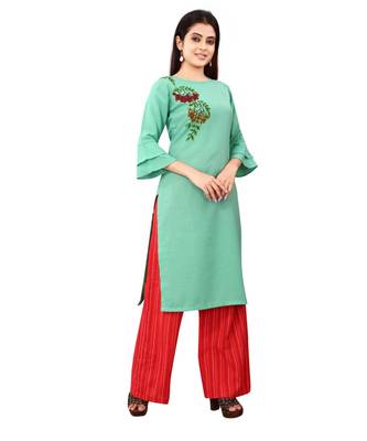 Women's Rama Green Rayon kurti 3