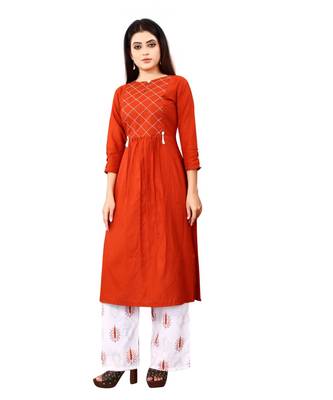 Women's Orange Rayon kurti 1
