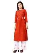 Women's Orange Rayon kurti