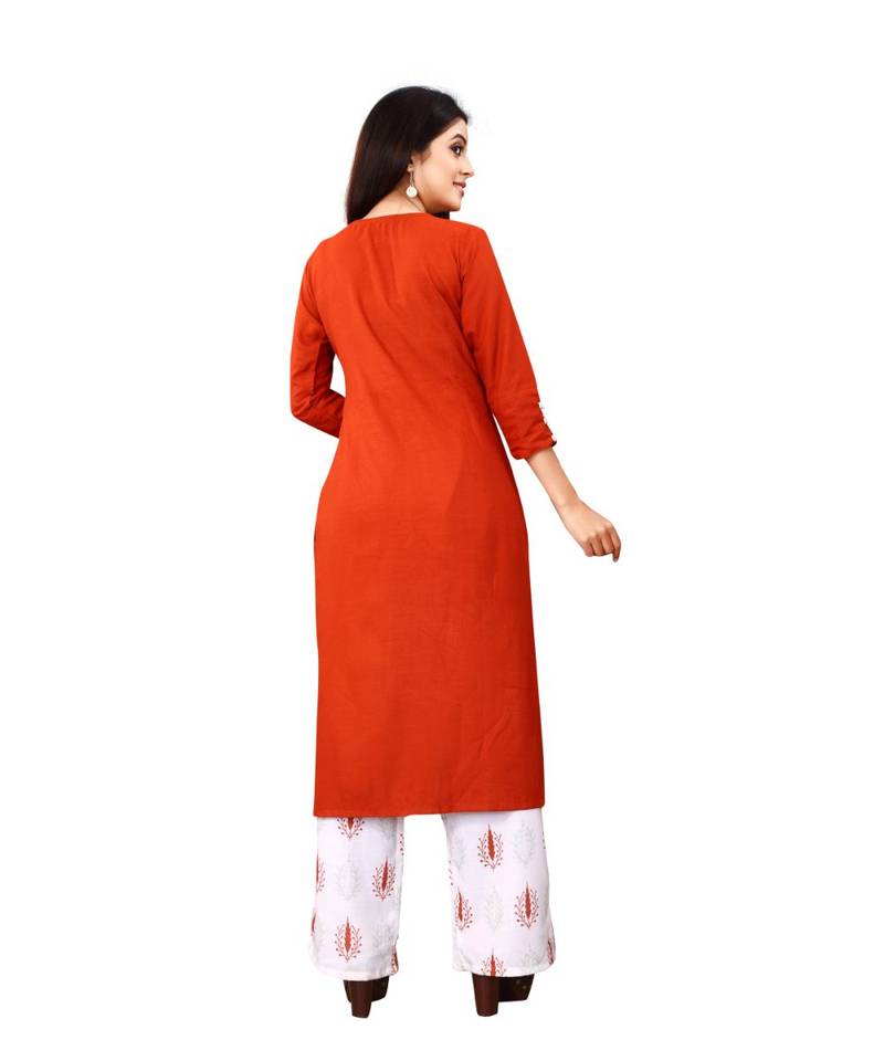 Women's Orange Rayon kurti