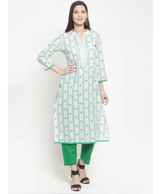 Green Cotton kurtis 1