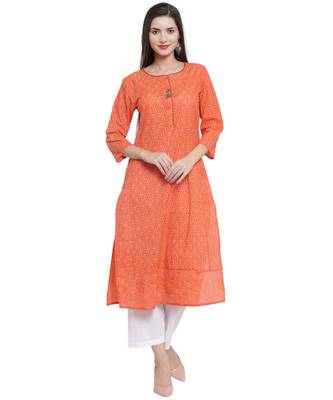 ORANGE Cotton kurtis 1