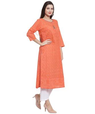 ORANGE Cotton kurtis 2